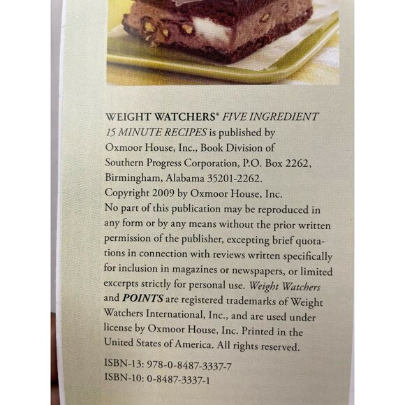 Weight Watchers Five Ingredient 15 Minute Recipes With Point Values 2010 u - Picture 4 of 11